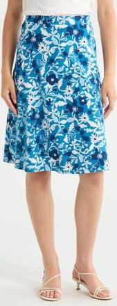 Seasalt Cornwall Rose A-Line Stretch Organic Cotton Midi Skirt in Winding Meadow Sailboats at Nordstrom, Size 18