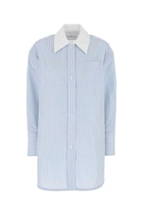 Co Womens Embroidered Poplin Oversize Shirt - Light Blue Cotton - Size X-Small