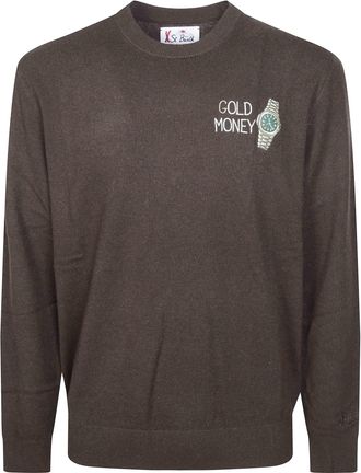 MC2 Saint Barth Gold Money Ribbed Embroidered Sweater