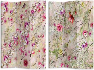 Vacchetti Vacchetti - Paravento Estampado 3 Paneles Natural Con Ramas Y Flores 120,6x2,5xh180,6x2,5xh180
