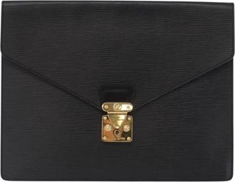 Louis Vuitton Porte-Documents Senateur Bag Epi Leather Black Leather Briefcase Bag (Pre-Owned)