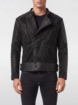 Philipp Plein Giacca Disco Biker in pelle con strass incastonati