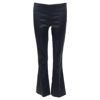 The Row Black Satin Pintuck Bootcut Trousers Pant