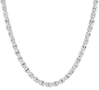 Pompeii3 53 Ct TW Oval Diamond Tennis Necklace 17 14k White Gold Lab Grown