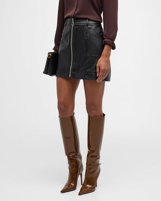 Paige Nomi Faux-Leather Zip Mini Skirt