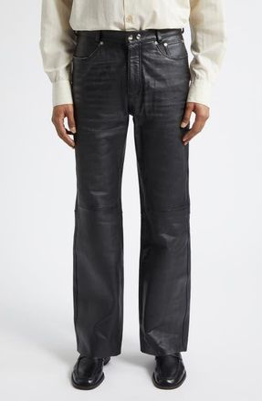 Our Legacy Carlson Cut Five-Pocket Leather Jeans in Whisker Black Buffed Lambskin at Nordstrom, Size 36 Us