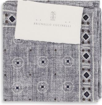 Brunello Cucinelli Mens Pocket Square Silk Grey-Hazelnut Handbags Grey/hazelnut Hand Bags
