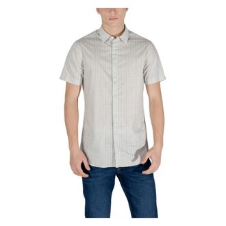 A|X Armani Exchange Short Sleeve Shirt - Heren - Korte mouwen Overhemden - Beige - XS - Katoen - Overhemden