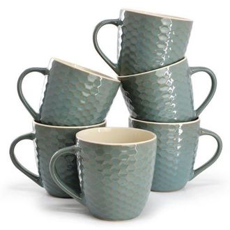 Elama Honeycomb 6 Piece 15 oz. Mug Set in Blue at Nordstrom