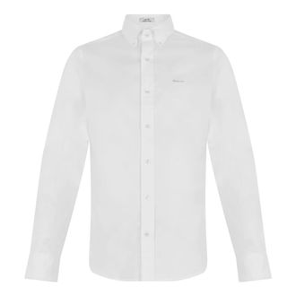 GANT Formal Shirts, male, White, Size: M Slim Fit Pinpoint Oxford Shirt