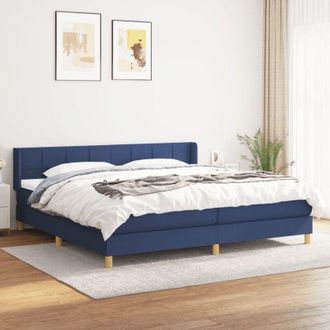 vidaXL Cama Box Spring Con Colch&oacute;n Tela Azul 200x200 Cm Vidaxl