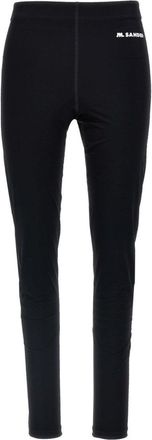 Jil Sander Fitted Black Leggings With Distinctive Waistband Print