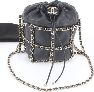 Chanel Black Leather Shoulder Bag Tote Bag (Pre-Owned)
