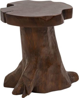 Jonathan Y Designs Amara Rustic Modern Handcrafted Live Edge Solid Teak Wood Stump Stool in Dark Brown at Nordstrom
