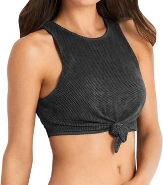 Seafolly Mesh Tie Front Crop Top In Charcoal