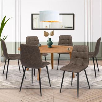 IDMarket Lote De 6 Sillas De Comedor Vintage De Pu Marr&oacute;n Mila