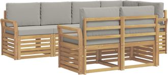 vidaXL Conjunto De Sof&aacute;s De Exterior 7 Uds. Blanco Y Gris Claro Vidaxl
