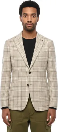 Tagliatore Light Beige Notched Lapel Blazer