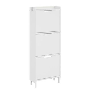 SoBuy Sobuy Armario Zapatero Blanco Estante Para Zapatos Plegable Mueble Zapatero De Mdf 50&times;19&times;131 Cm Capacidad De Carga 25 Kg Fsr151-h-e-w