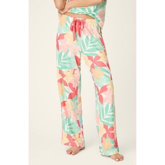 PJ Salvage The Coastal Club Jersey Pajama Pants in Green Multi at Nordstrom, Size X-Small