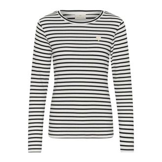 Kaffe Liddy Stripe Heart Top - - Tops - Donna - Bianco - S