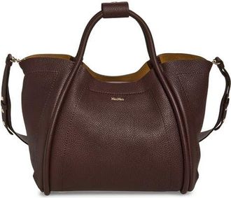 Max Mara Marine Grained Leather Tote in Bordeaux at Nordstrom