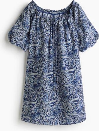 H&M Tie-detail Dress in Blue/paisley Pattern at Nordstrom, Size Xx-Large