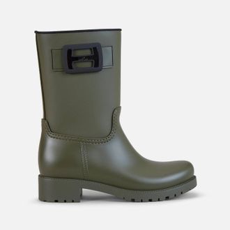 Hogan Womens H583 Rain Boots In Green