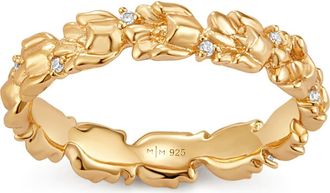 Made by Mary Cubic Zirconia Birthstone Flower Eternity Band Ring in Gold May at Nordstrom, Size 10