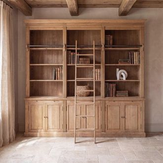 Maisons du monde Librer&iacute;a con 6 puertas y escalera de roble envejecido