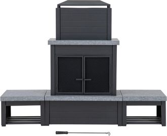 Sunjoy Direct Chimenea De Le&ntilde;a De Acero Vulture - 194 X 51 X 148 Cm, Negra