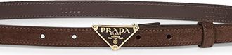 Prada Womens Suede Belt Dark Brown Calf Leather