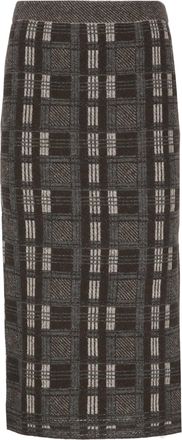 D.exterior Brown Striped Lurex Alpaca-Blend Midi Skirt