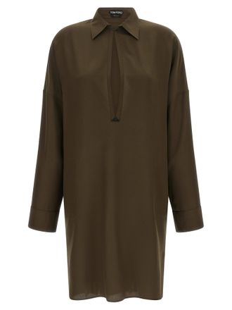 Tom Ford Bicolor Silk Midi Womens Dress