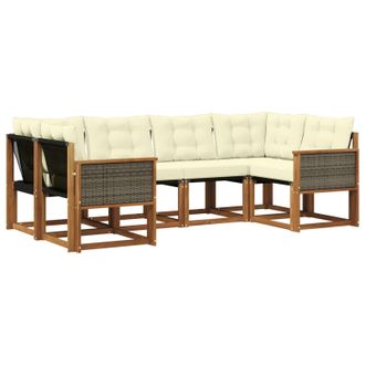 vidaXL Conjunto De Sof&aacute;s De Exterior Con Coj&iacute;n 6 Pcs Natural Y Crema Vidaxl
