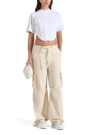 Mani&egrave;re De Voir Rosa Ripstop Parachute Cargo Pants in Cream at Nordstrom, Size 10