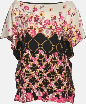 Roberto Cavalli Multicolor Floral Print Silk Top