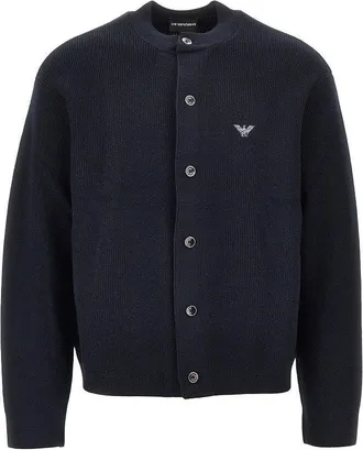 Emporio Armani Wool and cotton crewneck cardigan Man XL