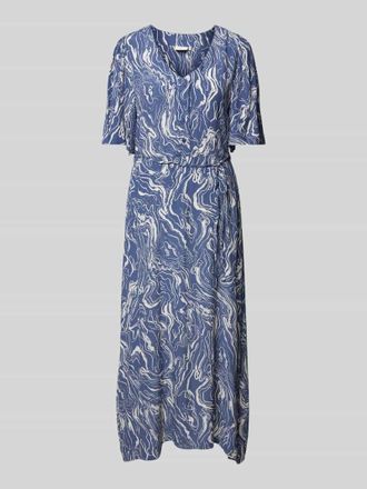Kaffe Maxikleid mit Bindegürtel Modell arona in Blau, Größe 34