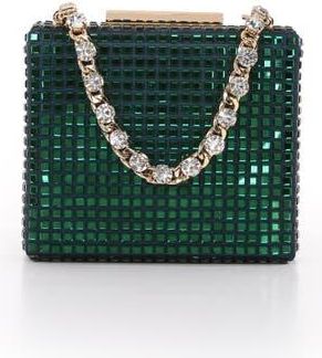 Badgley Mischka Serenity Crystal Box Clutch in Emerald at Nordstrom, Size Small