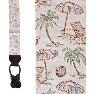 Trafalgar Store Beach Get A Way Silk Novelty Button End Suspenders in Silver at Nordstrom
