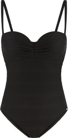 Schiesser Badeanzug SCHIESSER Aqua, Damen, Gr. 40, Cup B, schwarz, Obermaterial: 82% Polyamid, 18% Elasthan, Badeanz&uuml;ge Badeanzug, mit feiner Streifenstruktur