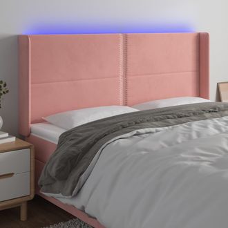 vidaXL Cabecero Con Led De Terciopelo Rosa 203x16x118/128 Cm Vidaxl