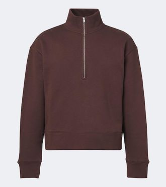 STUDIO NICHOLSON Cotton jersey half-zip sweatshirt