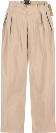 White Sand Beige Relaxed Fit Cotton Trousers