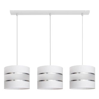 Netlighting Helen Straight Bar Pendant Ceiling Light White Silver 65cm
