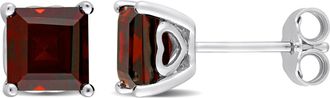 Mimi & Max 2 1/2 CT TGW Princess Cut Garnet Stud Earrings in Sterling Silver