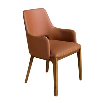 Angel Cerd&aacute; Brown Leatherette Dining Chair with Armrests
