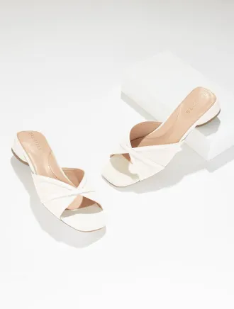 Talbots Val Block Heel Slide - Washed Linen - White - 10 1/2 M Talbots
