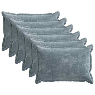 vidaXL Federa 6 Pz Houten Azzurro 50 X 80 Cm Tessuto Chenille Vidaxl